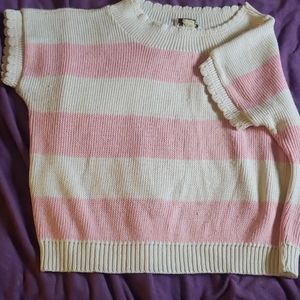 Vintage  pink and white short sleeve sweater